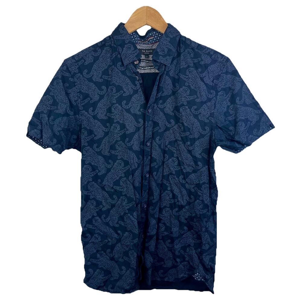 Ted Baker MMA Set Out Short Sleeve Tee Mens 3 L Large Jaguar Print